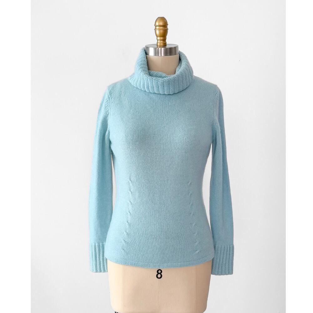 Ann Taylor Mineral Blue 100% Cashmere Turtleneck Sweater Knit Top